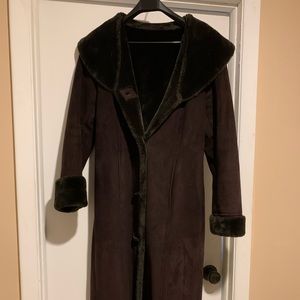 Dana Buchman Vintage Faux Suede & Fur winter coat